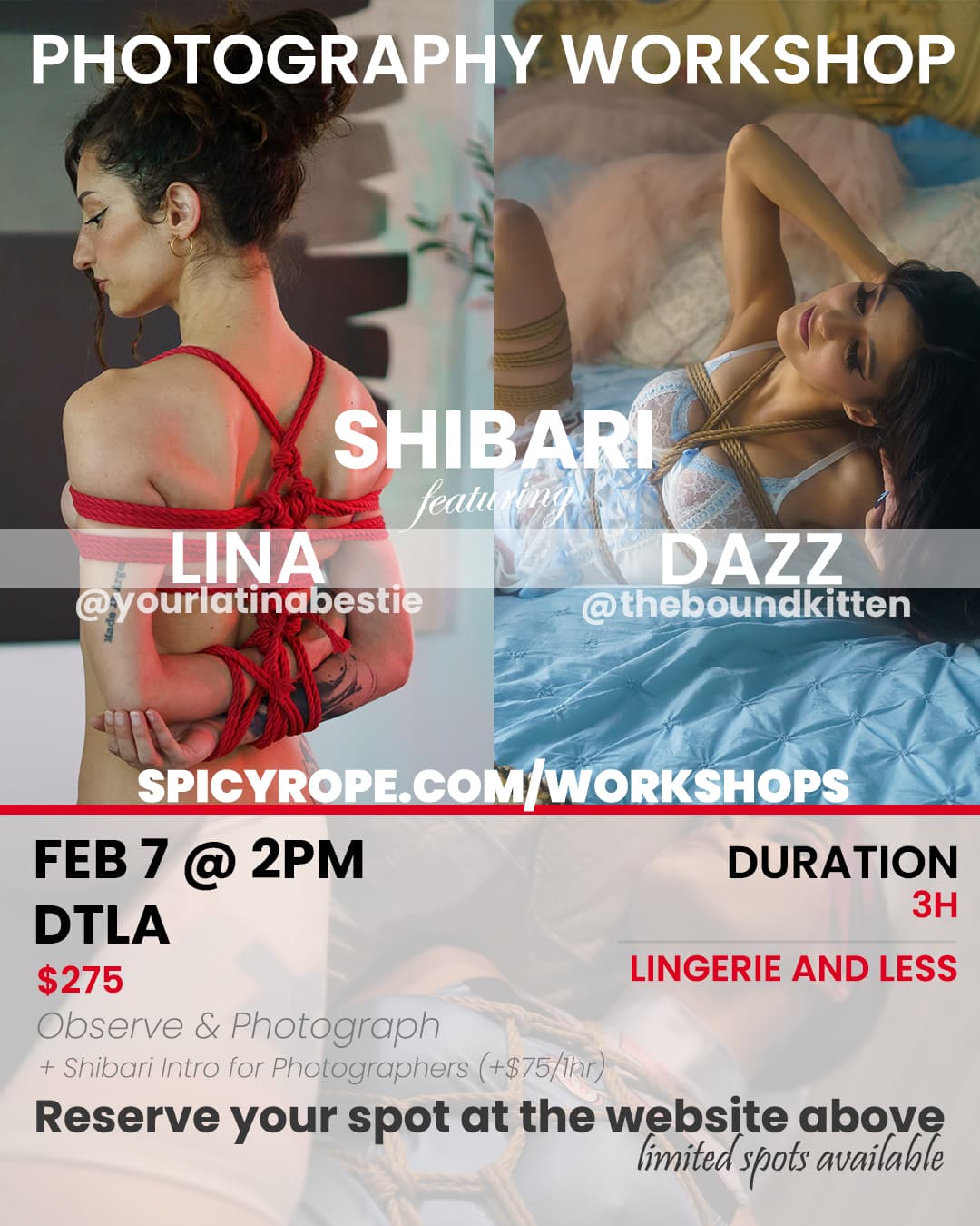 Photography Workshop: Shibari featuring Lina & Dazz